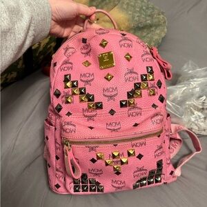 MCM Pink Visteris Backpack 12”